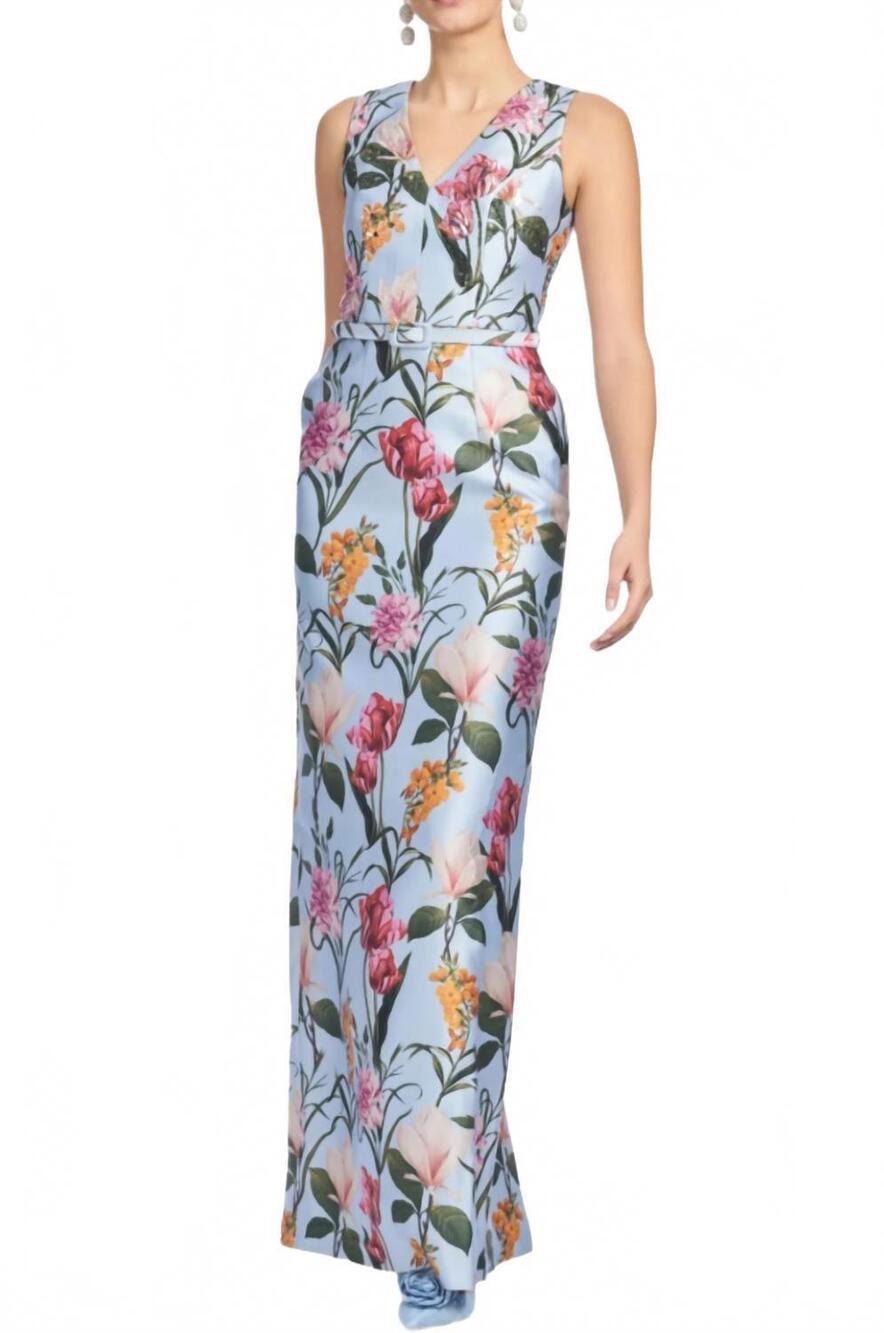 NEW SACHIN & BABI adellyn floral maxi gown in glacial blue blossom